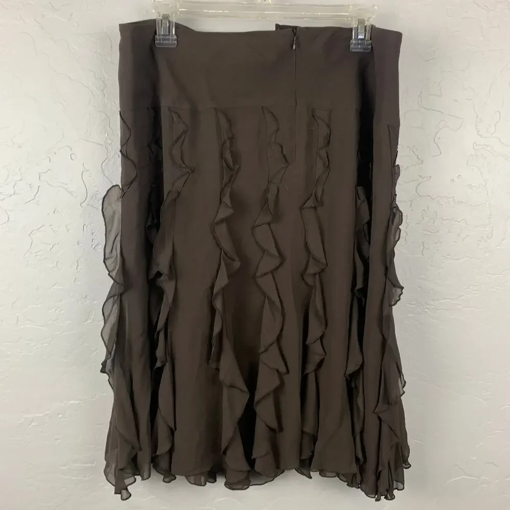 Etcetera 100% Silk Skirt Womens Size 14 Brown Fairy Wimsygoth